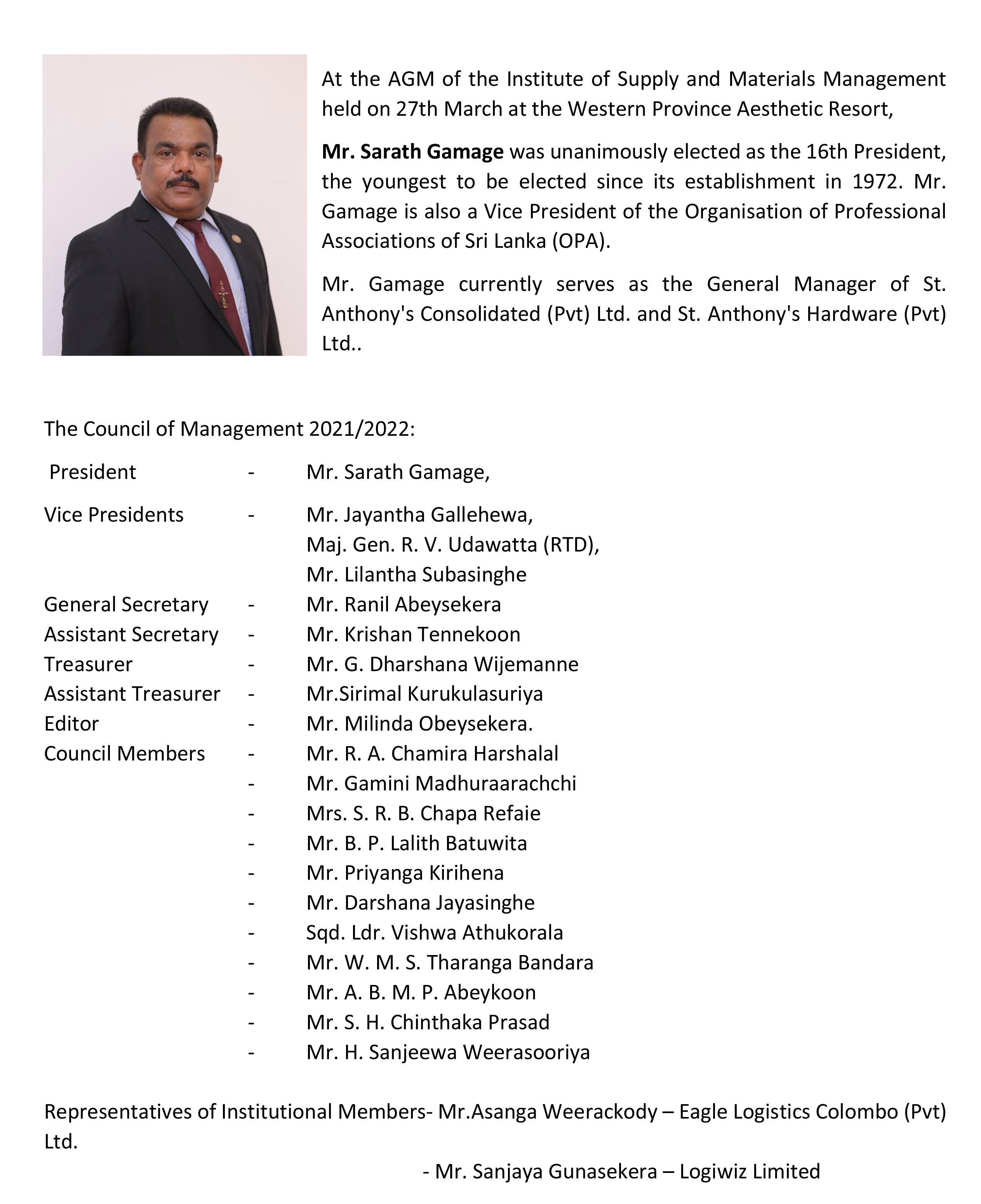 ISMM ELECTS NEW PRESIDENT